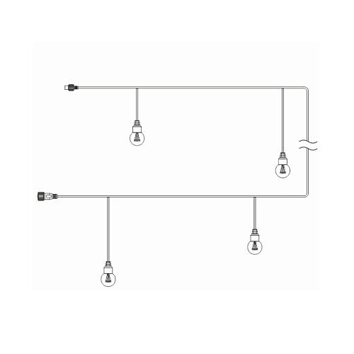Ретро Гирлянда Винтаж 10м, 20 ламп, 220В, ТЁПЛ.БЕЛЫЙ, Белый Резиновый провод